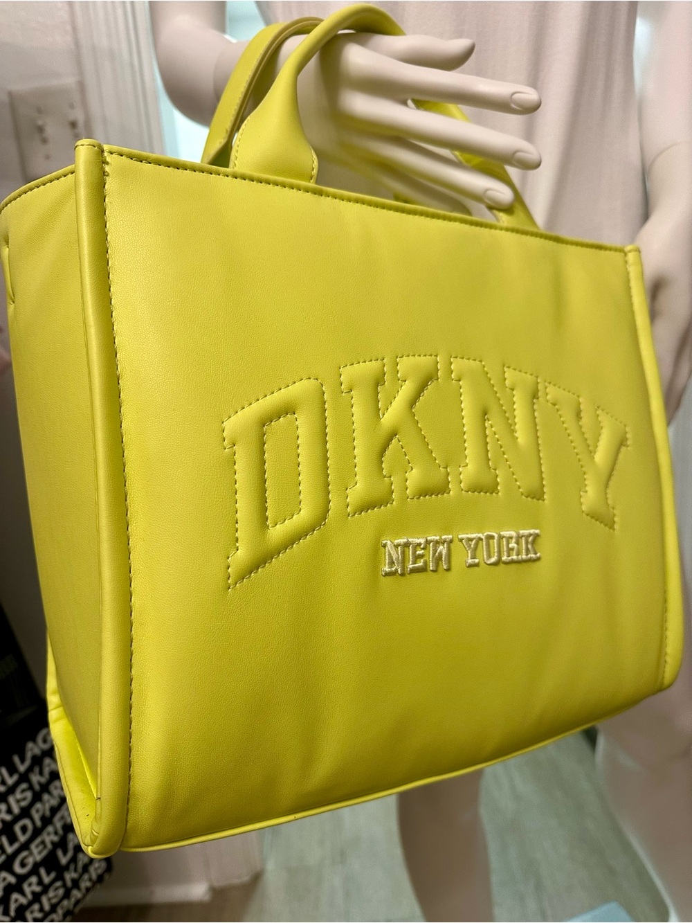 DKNY lime green tote bag